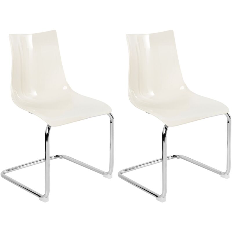 foto del prodotto set di 2 sedie da pranzo con seduta in plastica bianco sporco marshall