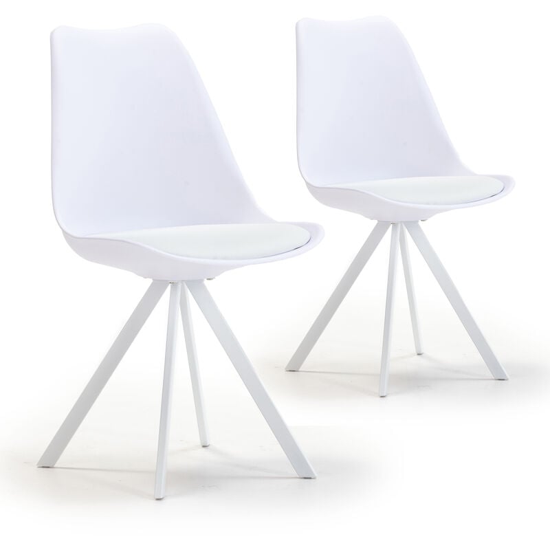 foto del prodotto set di 2 sedie da pranzo cross stile nordico bianca, 54 x 49 x 84 cm