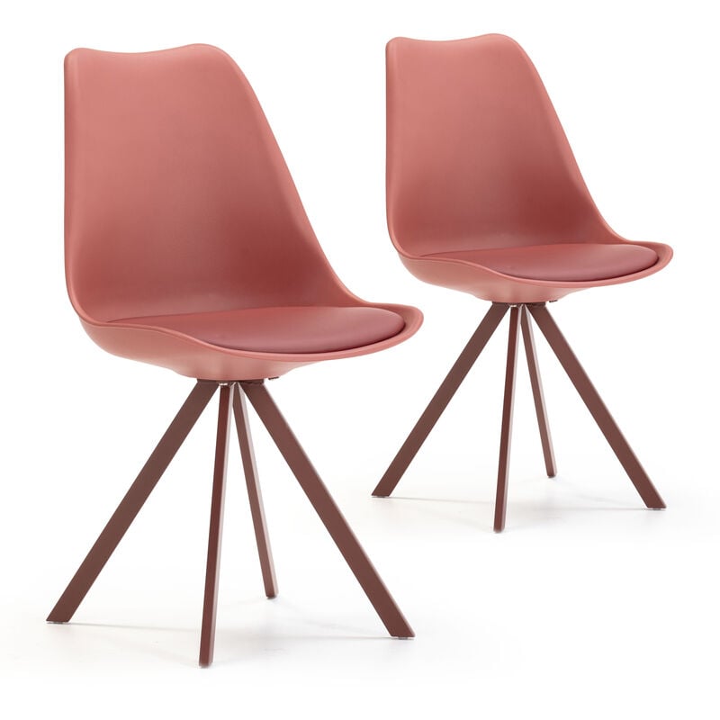 foto del prodotto set di 2 sedie da pranzo cross stile nordico rosse, 54 x 49 x 84 cm