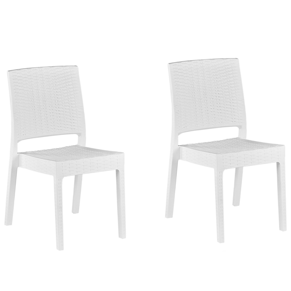 foto del prodotto set di 2 sedie da pranzo da giardino bianche in materiale sintetico impilabili per esterno minimalista