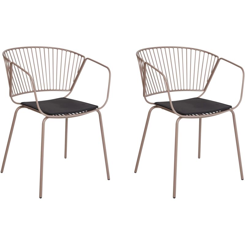 foto del prodotto set di 2 sedie da pranzo design in metallo beige con cuscino in ecopelle rigby