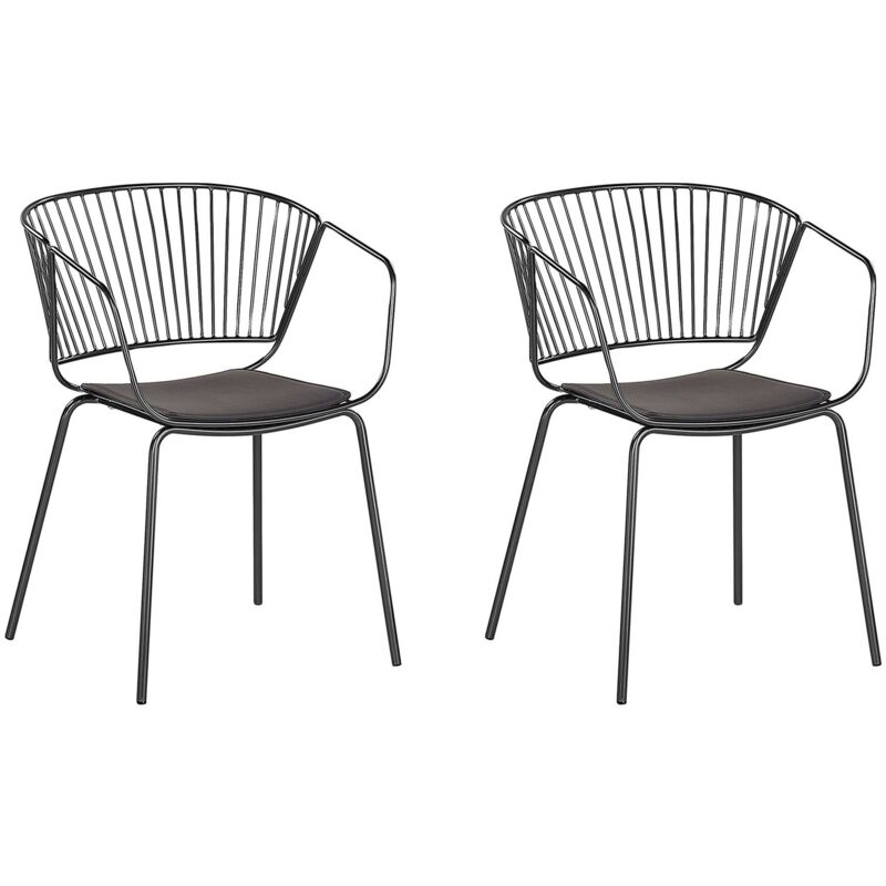 foto del prodotto set di 2 sedie da pranzo design in metallo nero cuscino in ecopelle rigby