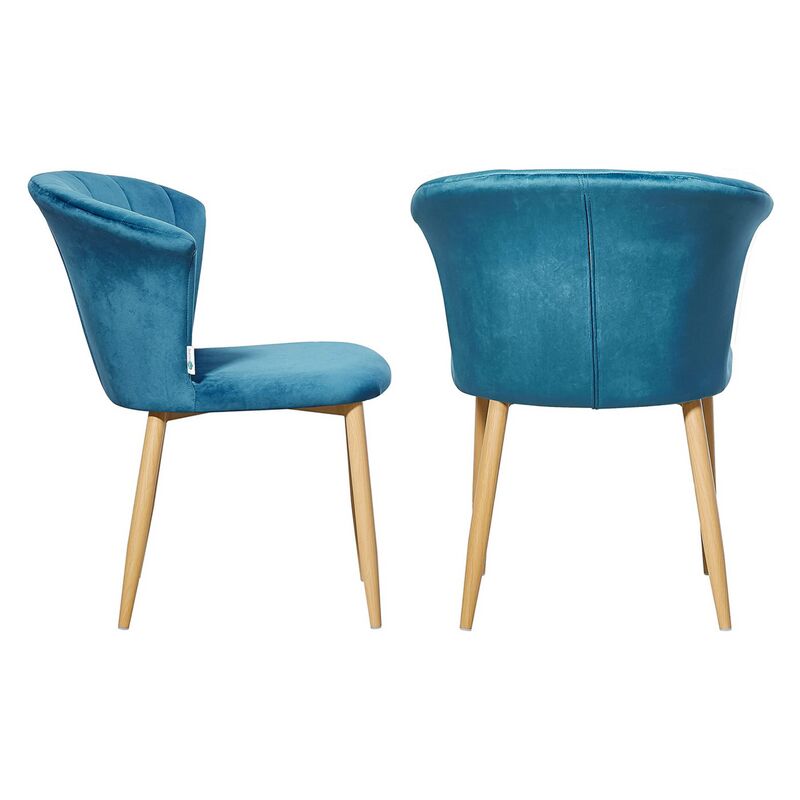 foto del prodotto set di 2 sedie da pranzo elsa velvet sedie da pranzo moderne imbottite con gambe in legno blu