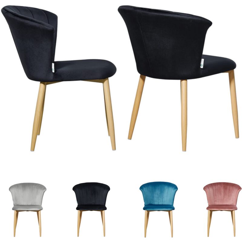 foto del prodotto set di 2 sedie da pranzo elsa velvet sedie da pranzo moderne imbottite con gambe in legno nero