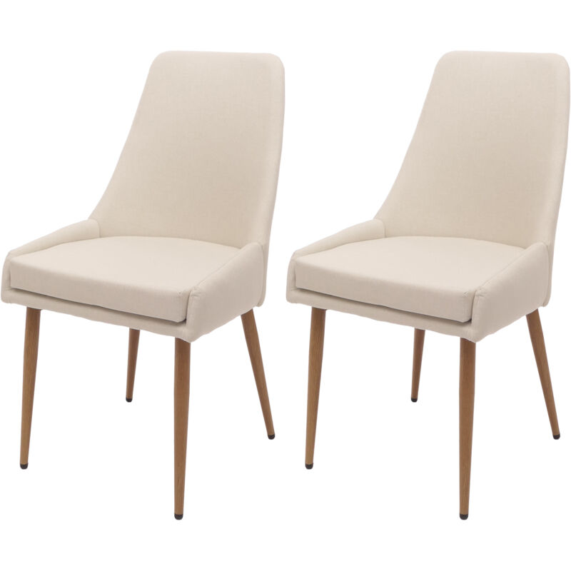 foto del prodotto set di 2 sedie da pranzo hhg 069, poltroncina cucina imbottita, tessuto 280g m acciaio effetto legno, beige