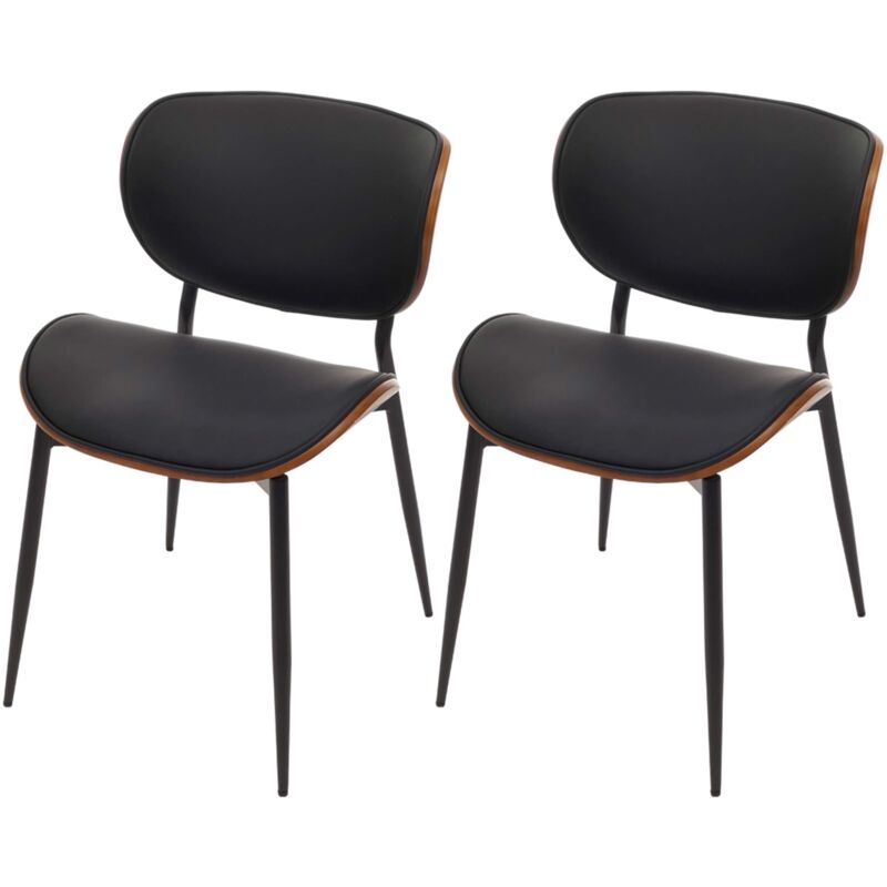 foto del prodotto set di 2 sedie da pranzo hhg 233, sedia, ecopelle in legno curvo 280g m oeko tex mvg, color noce, nero