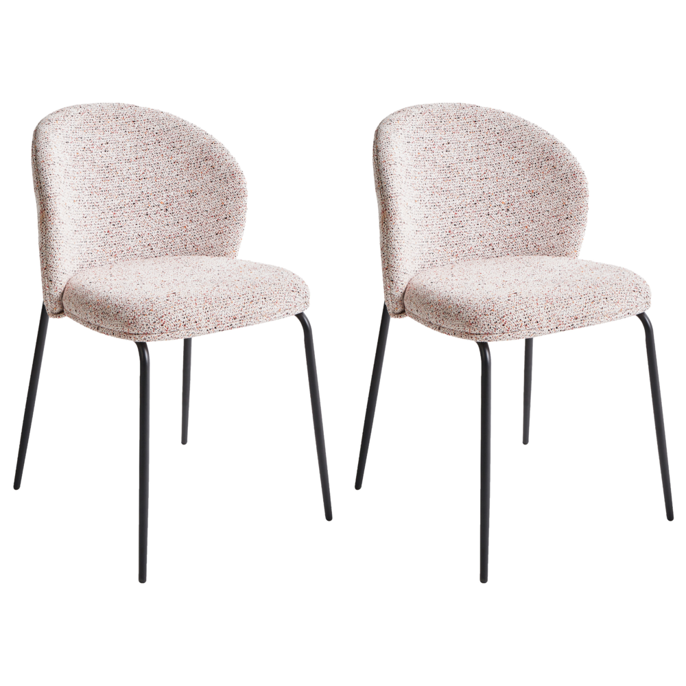 foto del prodotto set di 2 sedie da pranzo imbottite beige senza braccioli base in metallo design retrò