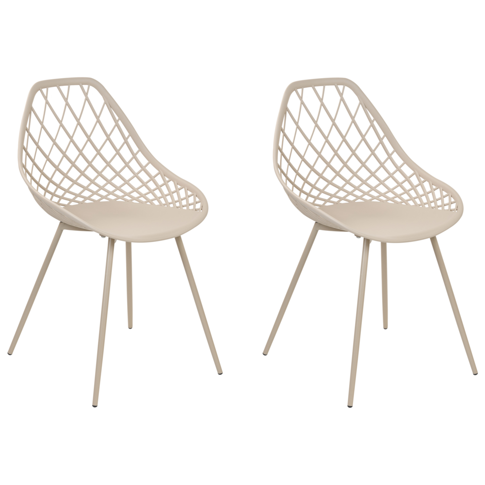foto del prodotto set di 2 sedie da pranzo in materiale sintetico beige schienale netto design scandinavo moderno
