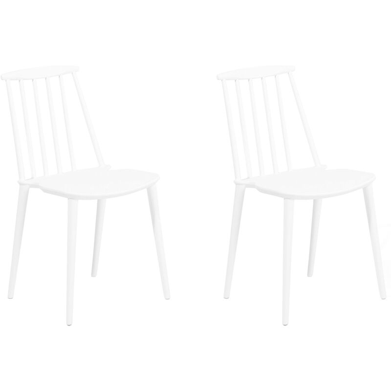foto del prodotto set di 2 sedie da pranzo in materiale sintetico bianco schienale a doghe ventnor