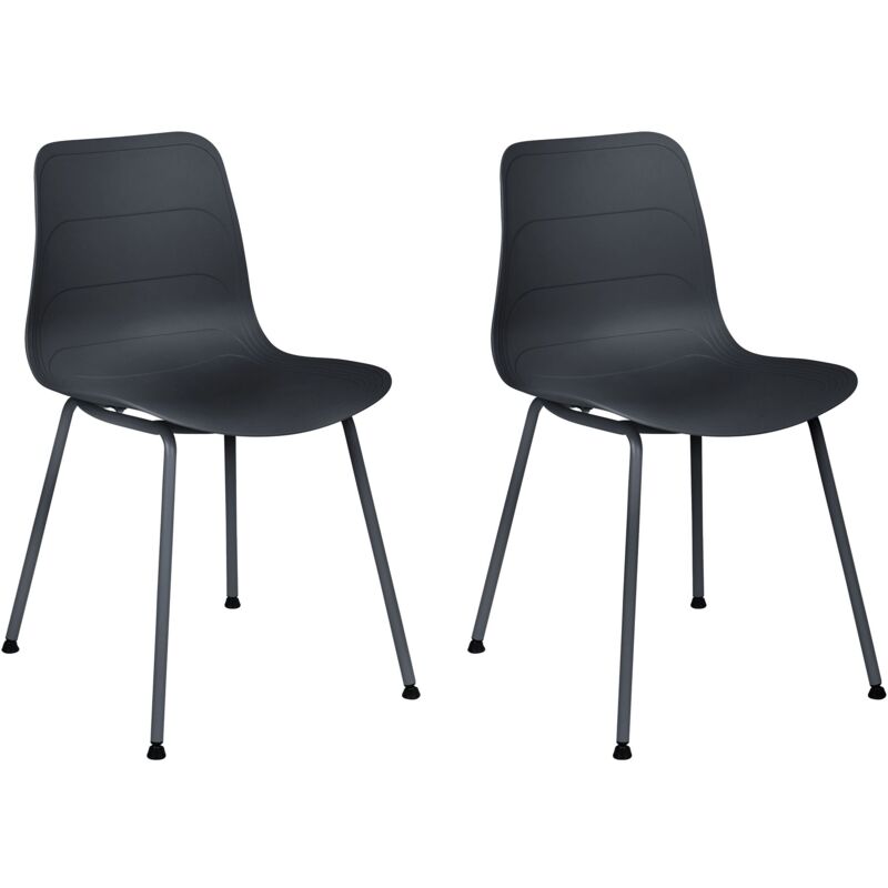 foto del prodotto set di 2 sedie da pranzo in materiale sintetico nero e gambe metallo loomis