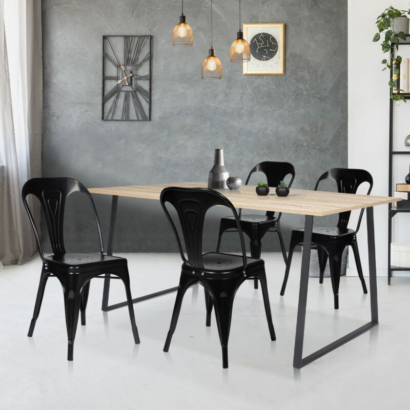 foto del prodotto set di 2 sedie da pranzo in metallo nero mate impilabile leny