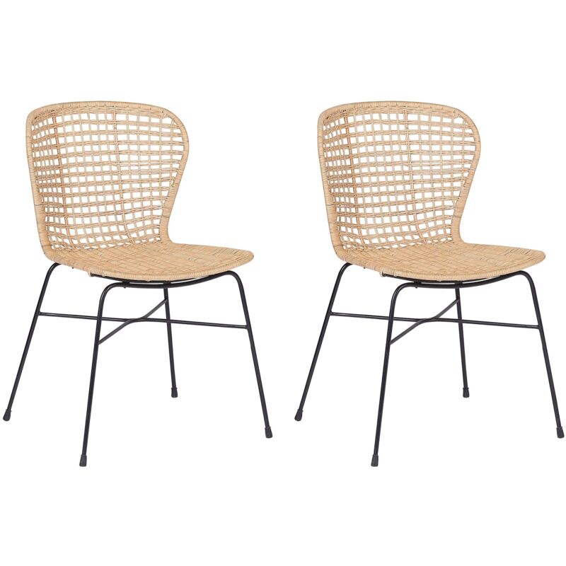 foto del prodotto set di 2 sedie da pranzo in rattan color naturale elfros