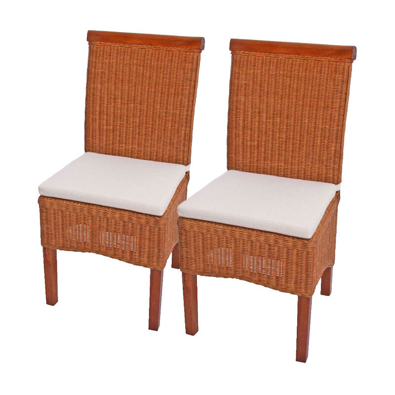 foto del prodotto set di 2 sedie da pranzo in rattan con cuscino per gambe in legno 040000193
