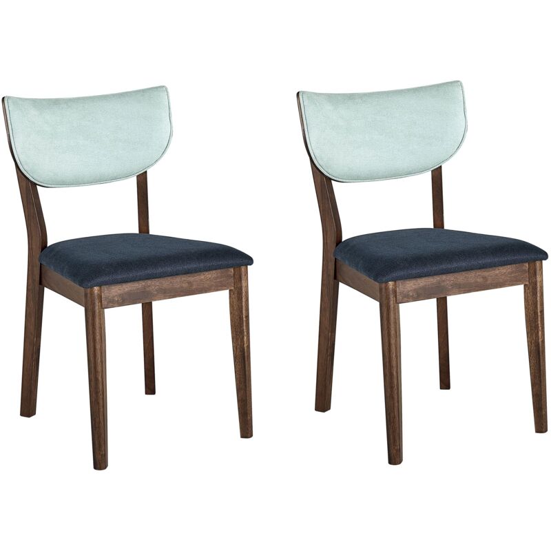 foto del prodotto set di 2 sedie da pranzo in stile retr legno di caucci scuro e blu moka