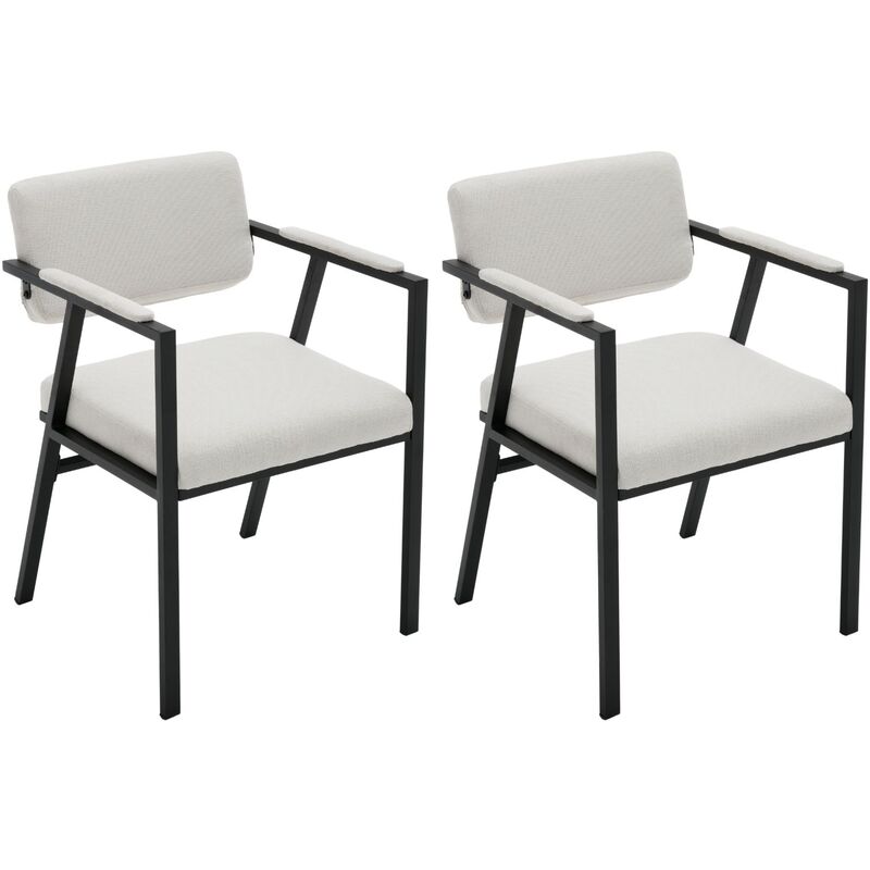 foto del prodotto set di 2 sedie da pranzo in tessuto di lino sedie da cucina moderne sedie da salotto con struttura in metallo per soggiorno, beige