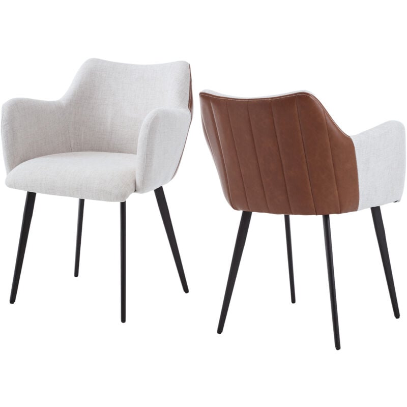 foto del prodotto set di 2 sedie da pranzo in tessuto di lino sedie da cucina moderne sedie da salotto per soggiorno,beige