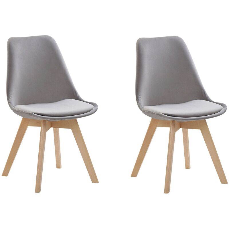 foto del prodotto set di 2 sedie da pranzo in velluto color grigio con gambe di legno dakota