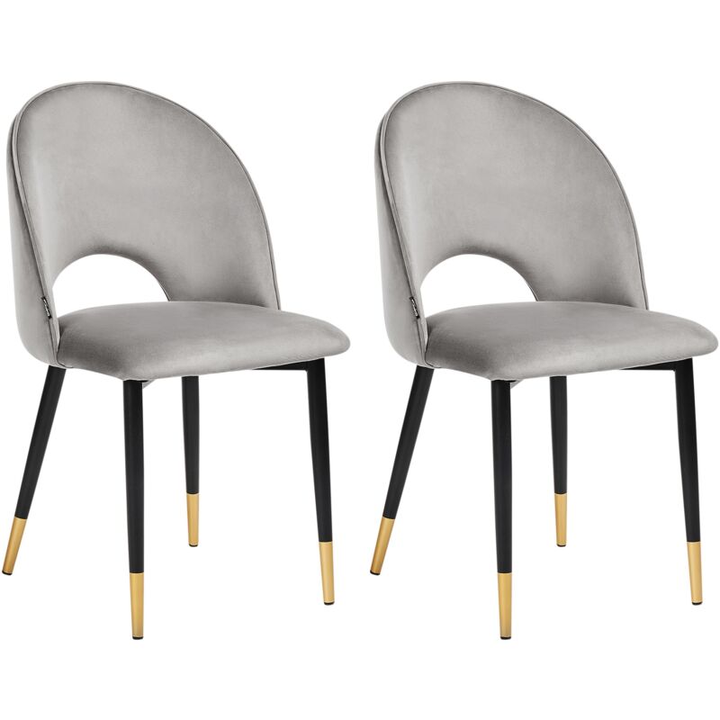 foto del prodotto set di 2 sedie da pranzo in velluto grigio gambe nere retro glamour magalia
