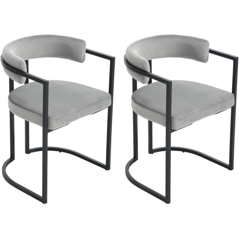 foto del prodotto set di 2 sedie da pranzo in velluto sedie da cucina moderne con struttura in metallo sedie da salotto per soggiorno, grigio