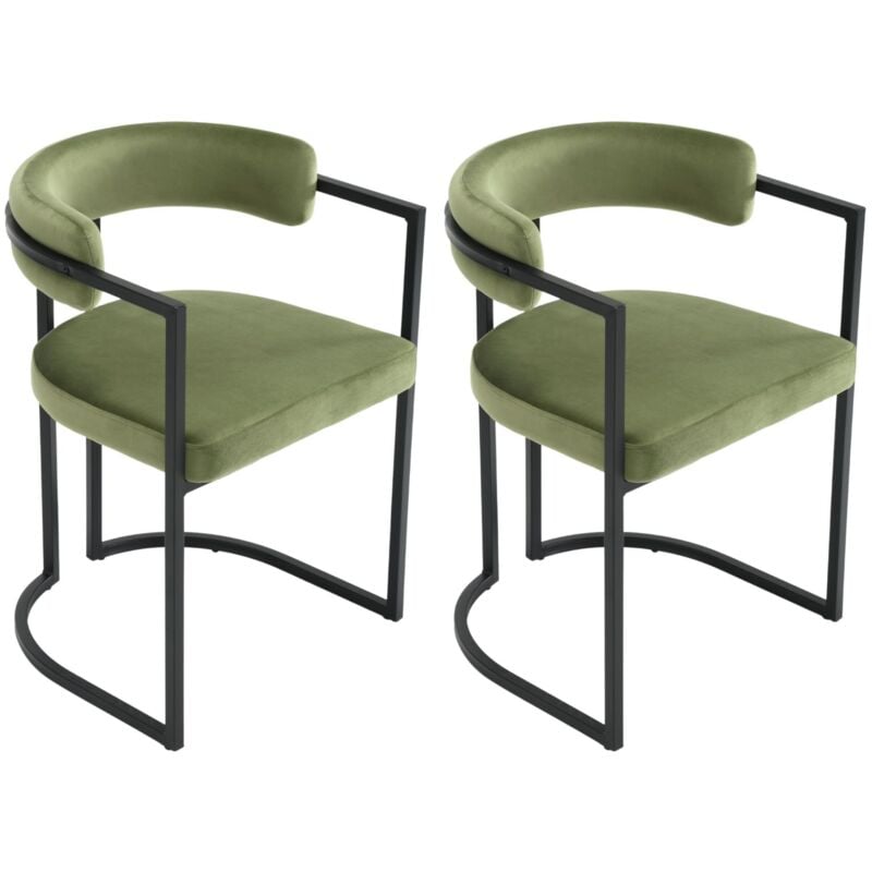foto del prodotto set di 2 sedie da pranzo in velluto sedie da cucina moderne con struttura in metallo sedie da salotto per soggiorno, verde