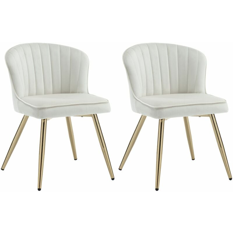 foto del prodotto set di 2 sedie da pranzo in velluto sedie da cucina moderne sedie da salotto imbottite con gambe in metallo per soggiorno, beige