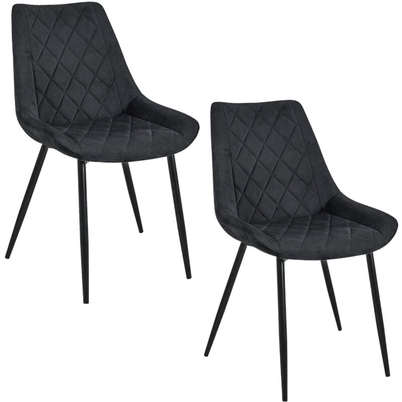 foto del prodotto set di 2 sedie da pranzo in velluto sj.0488 nere