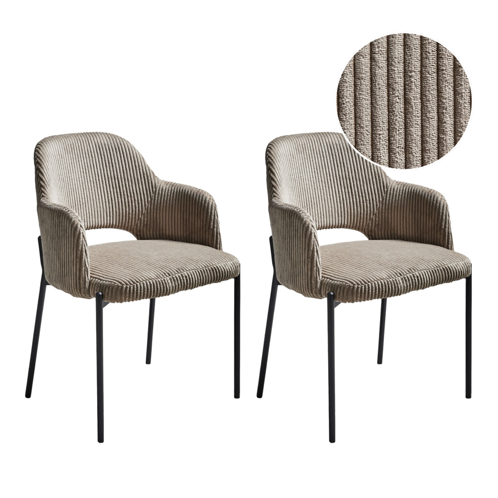 foto del prodotto set di 2 sedie da pranzo in velluto tortora stile retrò seduta rotonda