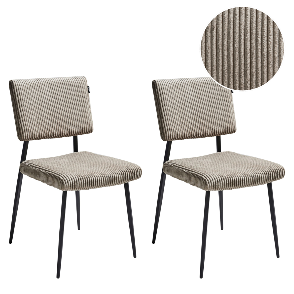 foto del prodotto set di 2 sedie da pranzo in velluto tortora stile retrò seduta rotonda