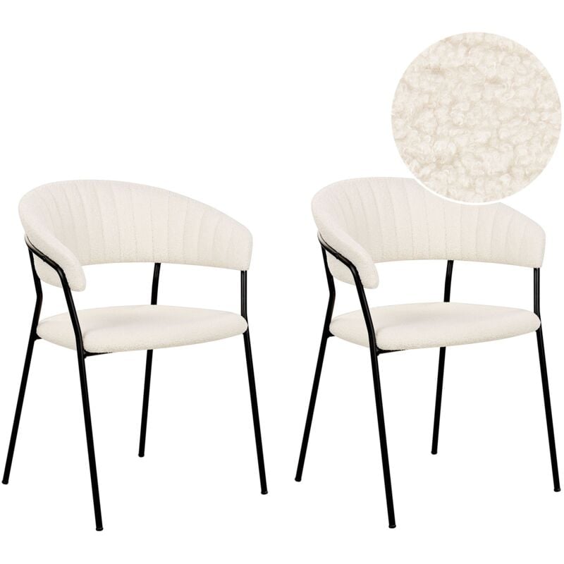 foto del prodotto set di 2 sedie da pranzo moderne imbottite in velluto con braccioli schienale curvo gambe nere crema mariposa