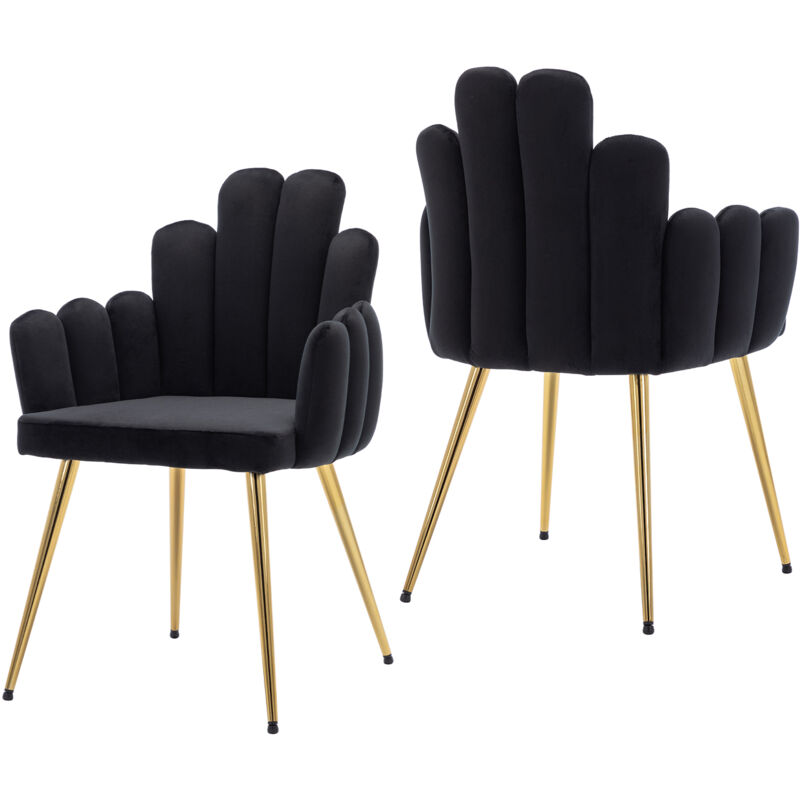 foto del prodotto set di 2 sedie da pranzo moderne in velluto sedie da cucina con gambe in metallo per soggiorno, nero