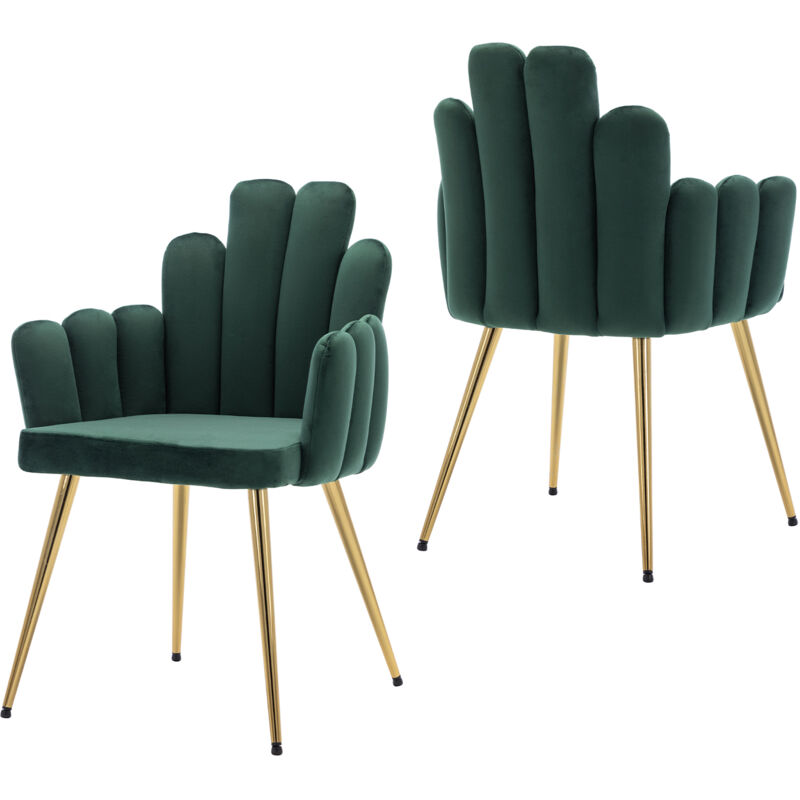 foto del prodotto set di 2 sedie da pranzo moderne in velluto sedie da cucina con gambe in metallo per soggiorno, verde