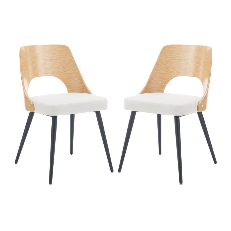 foto del prodotto set di 2 sedie da pranzo moderne sedie da cucina in tessuto di lino con gambe in metallo sedie da salotto imbottite per soggiorno,beige