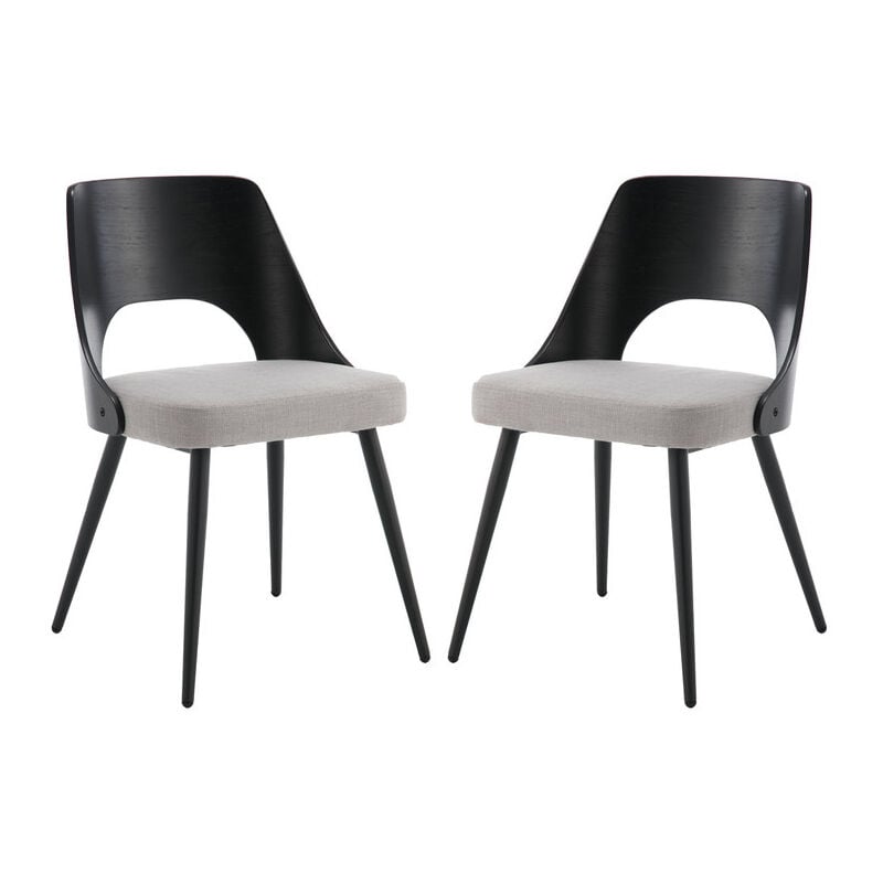 foto del prodotto set di 2 sedie da pranzo moderne sedie da cucina in tessuto di lino con gambe in metallo sedie da salotto imbottite per soggiorno,grigio