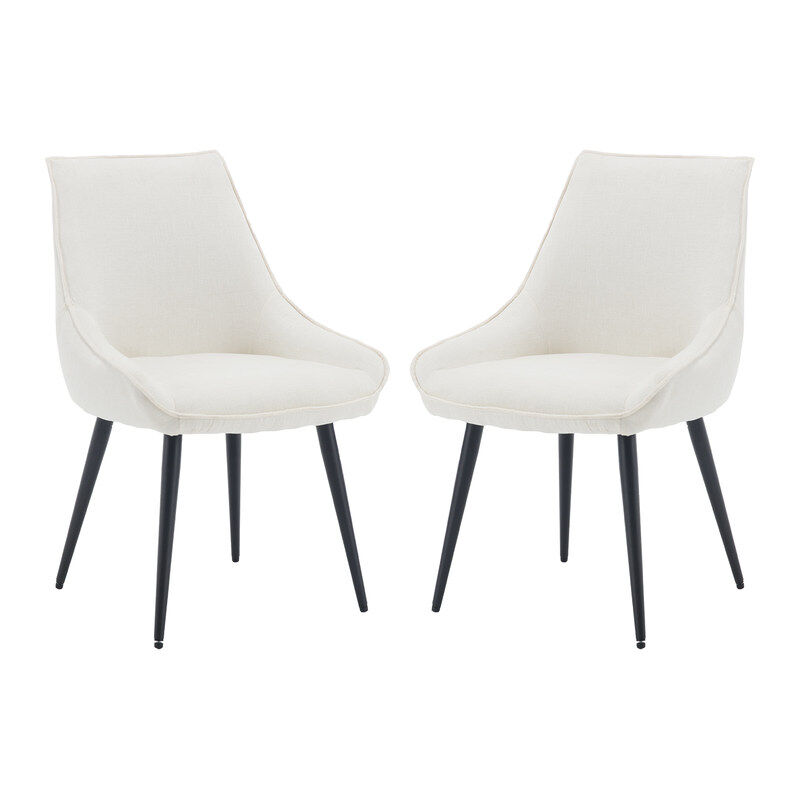 foto del prodotto set di 2 sedie da pranzo moderne sedie da cucina in tessuto sedia sala da pranzo con gambe in metallo per soggiorno, bianco