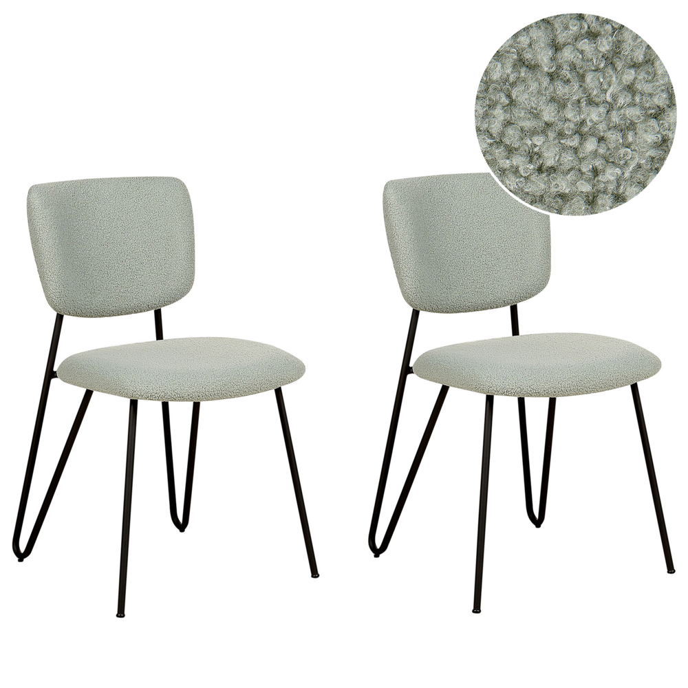 foto del prodotto set di 2 sedie da pranzo moderne seduta imbottita strutturale in tessuto grigio chiaro schienale curvo senza braccioli design moderno e contemporaneo
