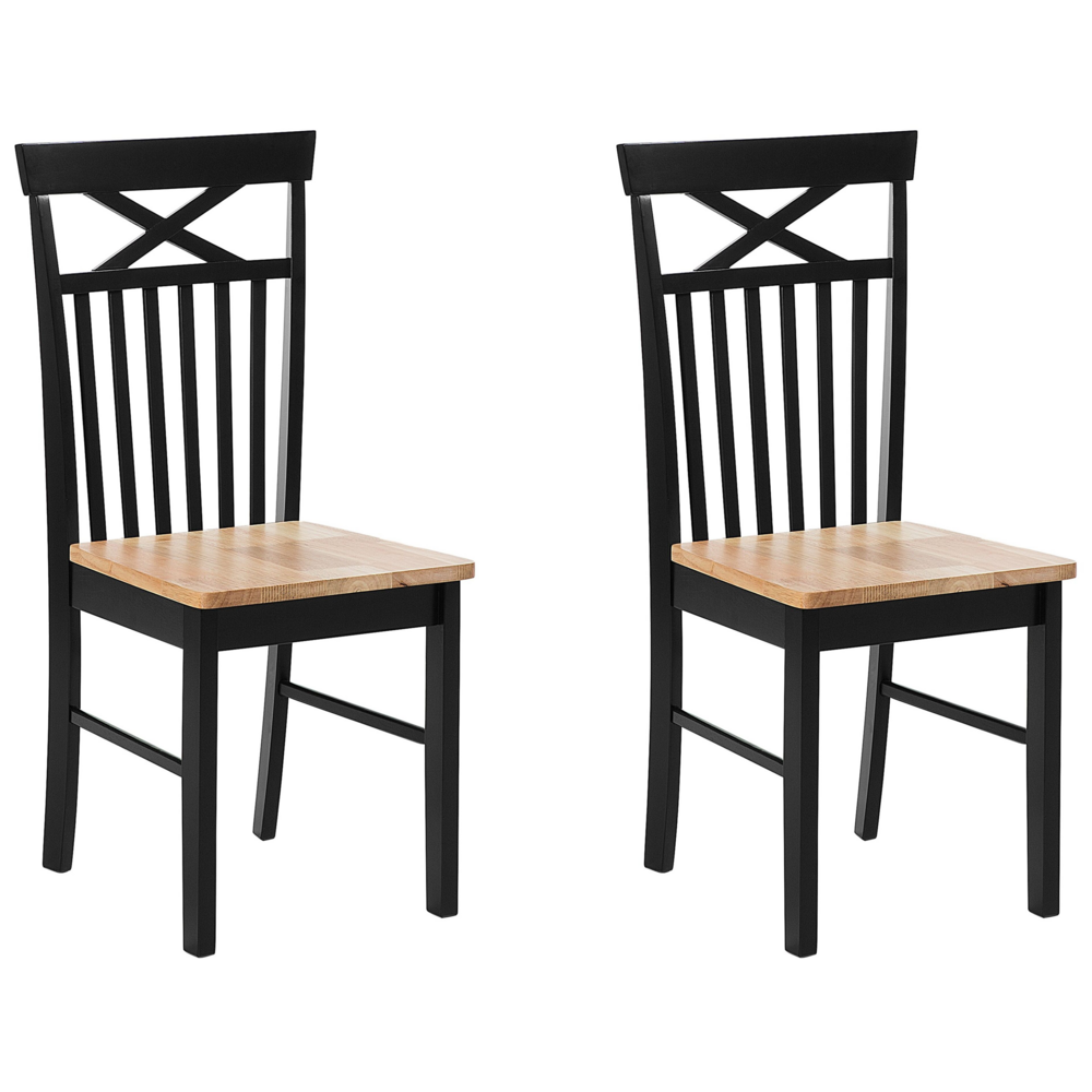 foto del prodotto set di 2 sedie da pranzo nere con legno chiaro in stile tradizionale