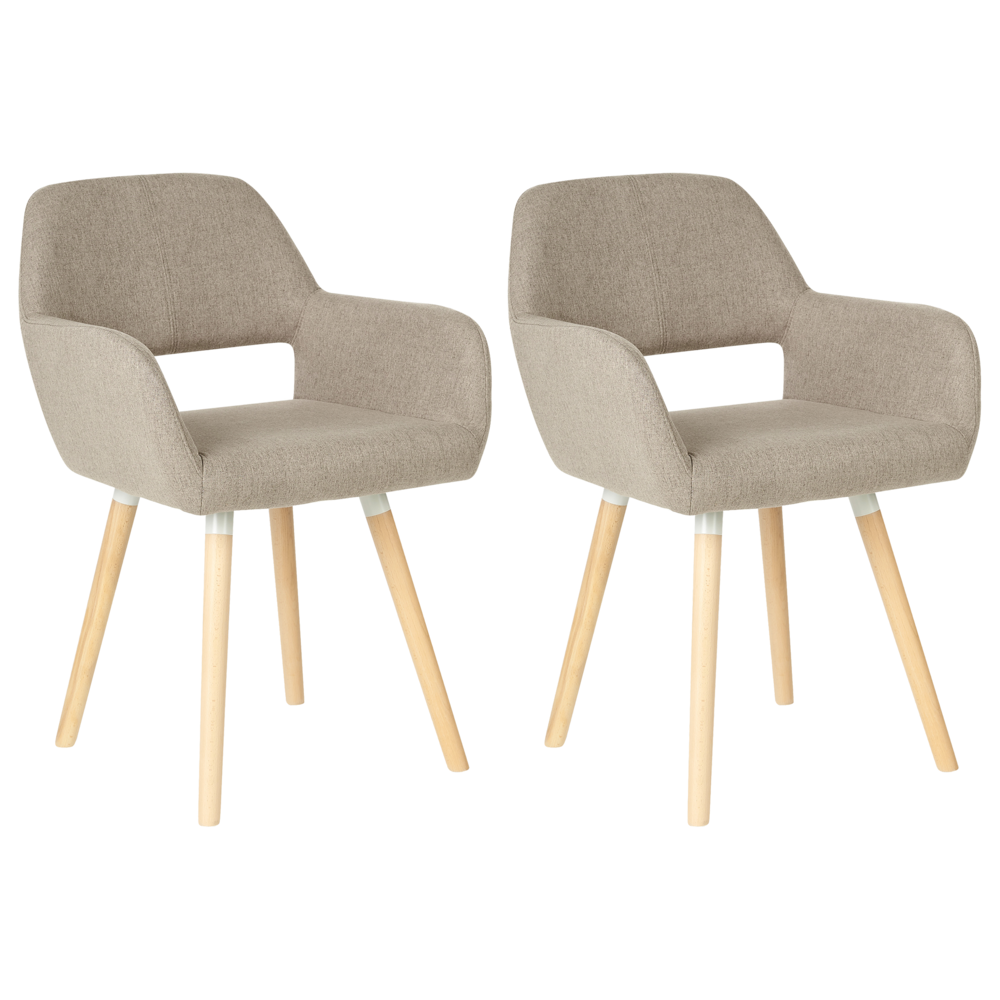 foto del prodotto set di 2 sedie da pranzo rivestimenti in tessuto taupe gambe in legno chiaro stile moderno eclettico