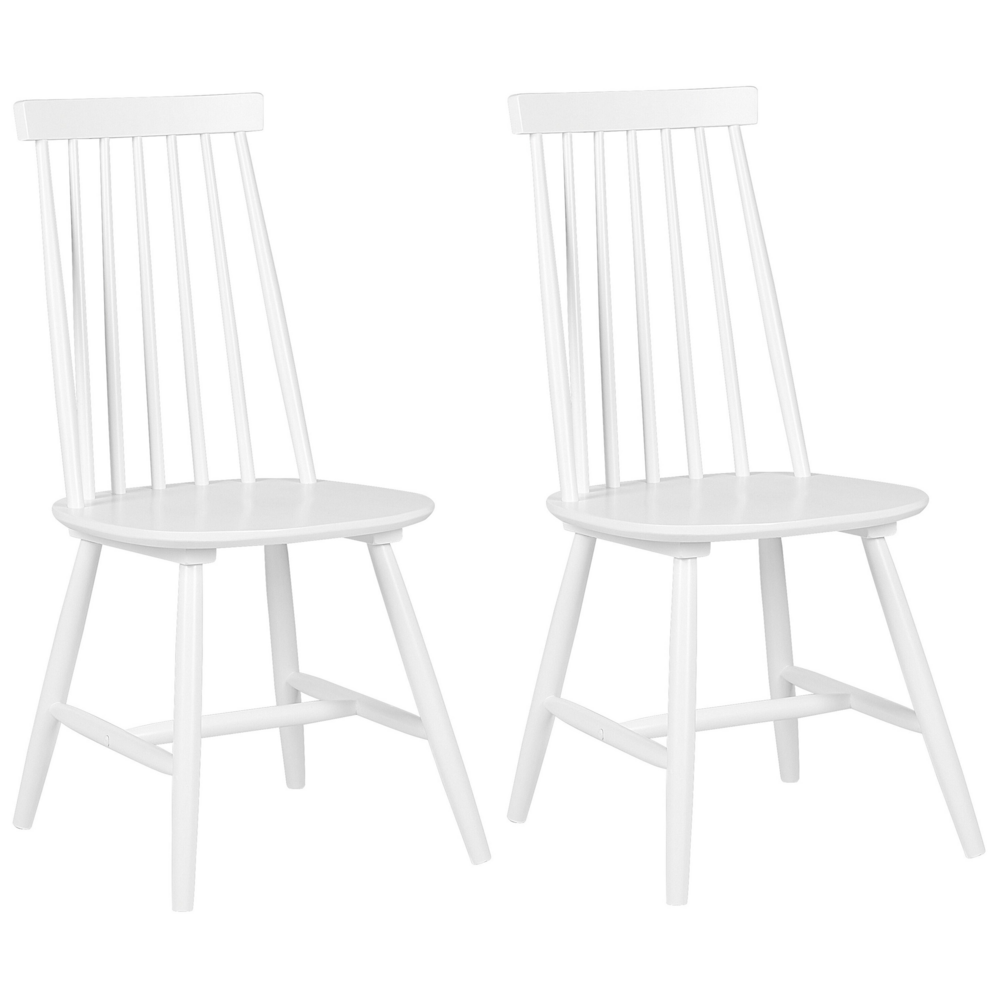 foto del prodotto set di 2 sedie da pranzo sedia da cucina con schienale in legno massello bianco
