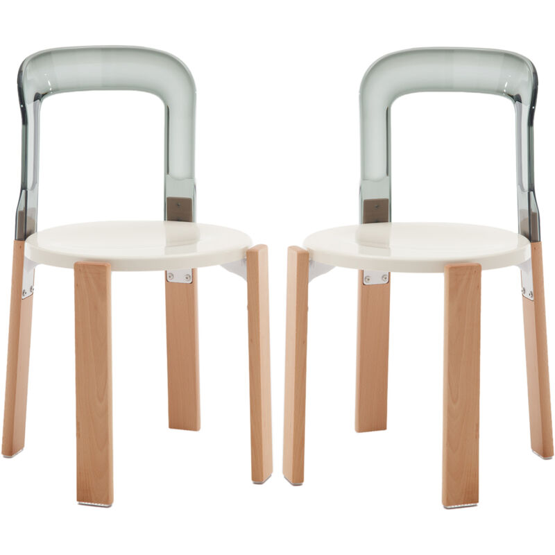 foto del prodotto set di 2 sedie da pranzo sedie da cucina moderne con gambe in legno sedie da salotto con schienale trasparente per sala da pranzo soggiorno, grigio