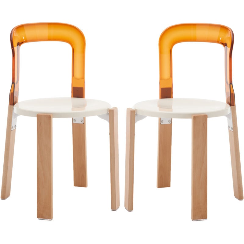 foto del prodotto set di 2 sedie da pranzo sedie da cucina moderne con gambe in legno sedie da salotto con schienale trasparente per sala da pranzo soggiorno, marrone