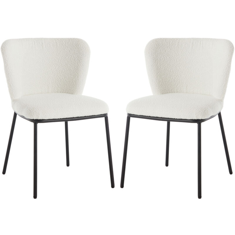 foto del prodotto set di 2 sedie da pranzo sedie da cucina moderne in pelliccia sintetica sedie imbottite con gambe in metallo sedia da salotto, bianco