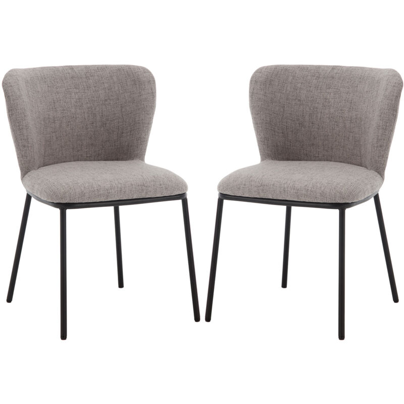foto del prodotto set di 2 sedie da pranzo sedie da cucina moderne in tessuto di lino sedie imbottite con gambe in metallo sedia da salotto, grigio