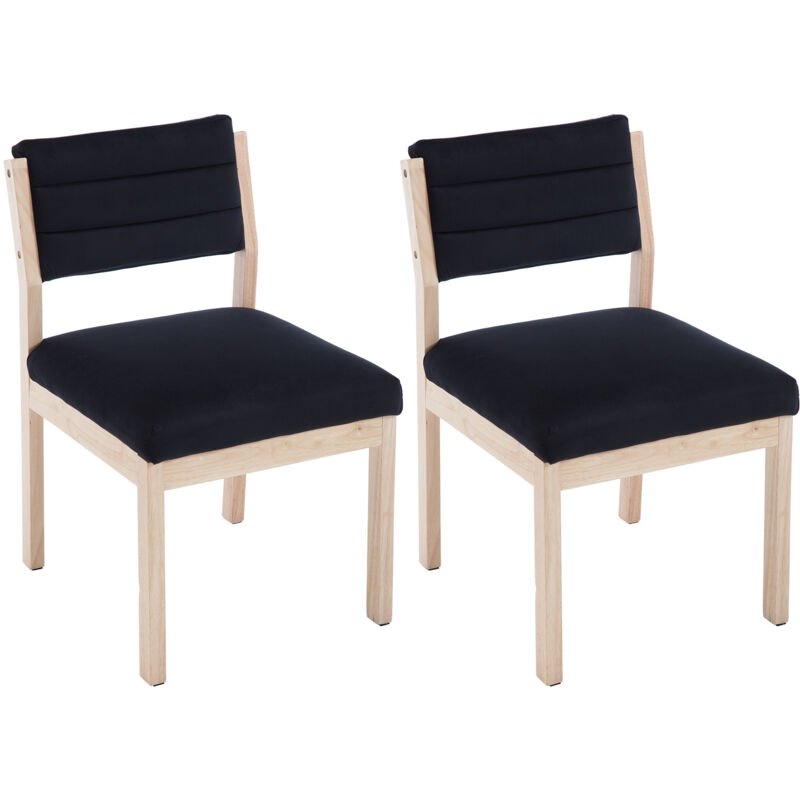 foto del prodotto set di 2 sedie da pranzo sedie da cucina retr in tessuto di lino con gambe in legno sedie da salotto imbottite sedia sala da pranzo, nero, wahson