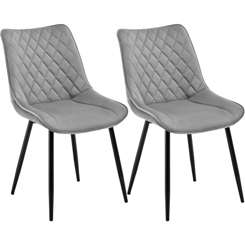 foto del prodotto set di 2 sedie da pranzo, seduta in velluto, sedie da cucina, gambe in metallo, grigio chiaro - woltu