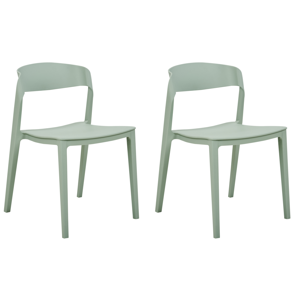 foto del prodotto set di 2 sedie da pranzo verde menta impilabili con gambe senza braccioli sedie da conferenza in plastica design moderno contemporaneo sedute per la sala da pranzo