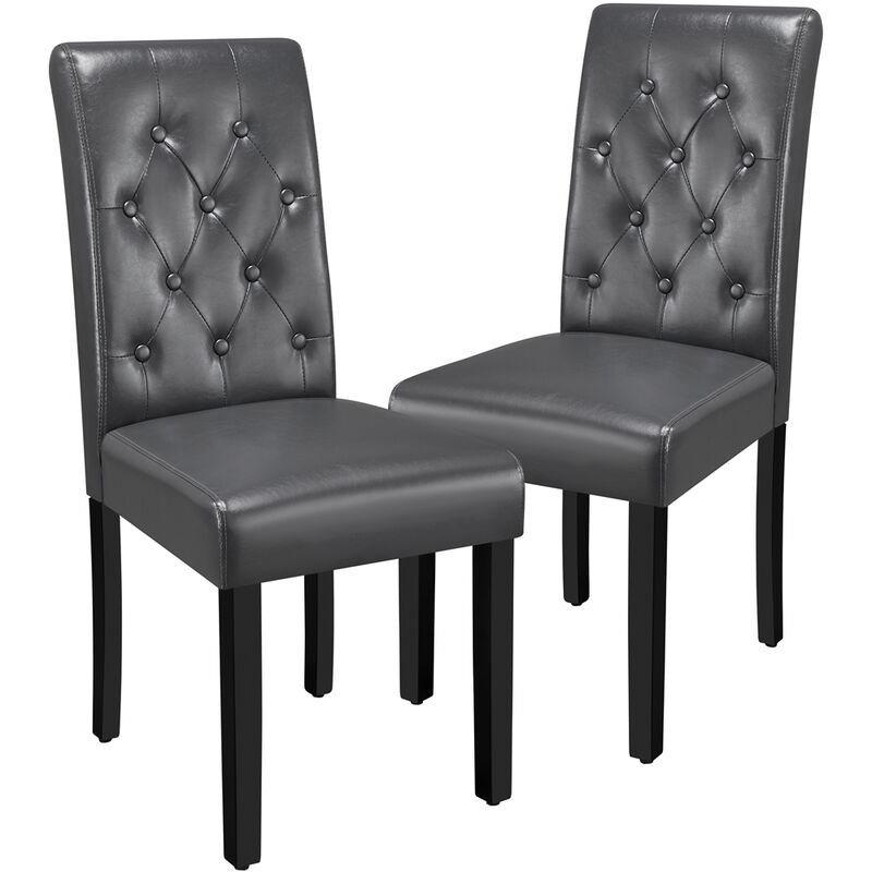 foto del prodotto set di 2 sedie da sala da pranzo sedia da cucina imbottite con schienale sedie con gambe in legno massello stile moderno grigio yaheetech