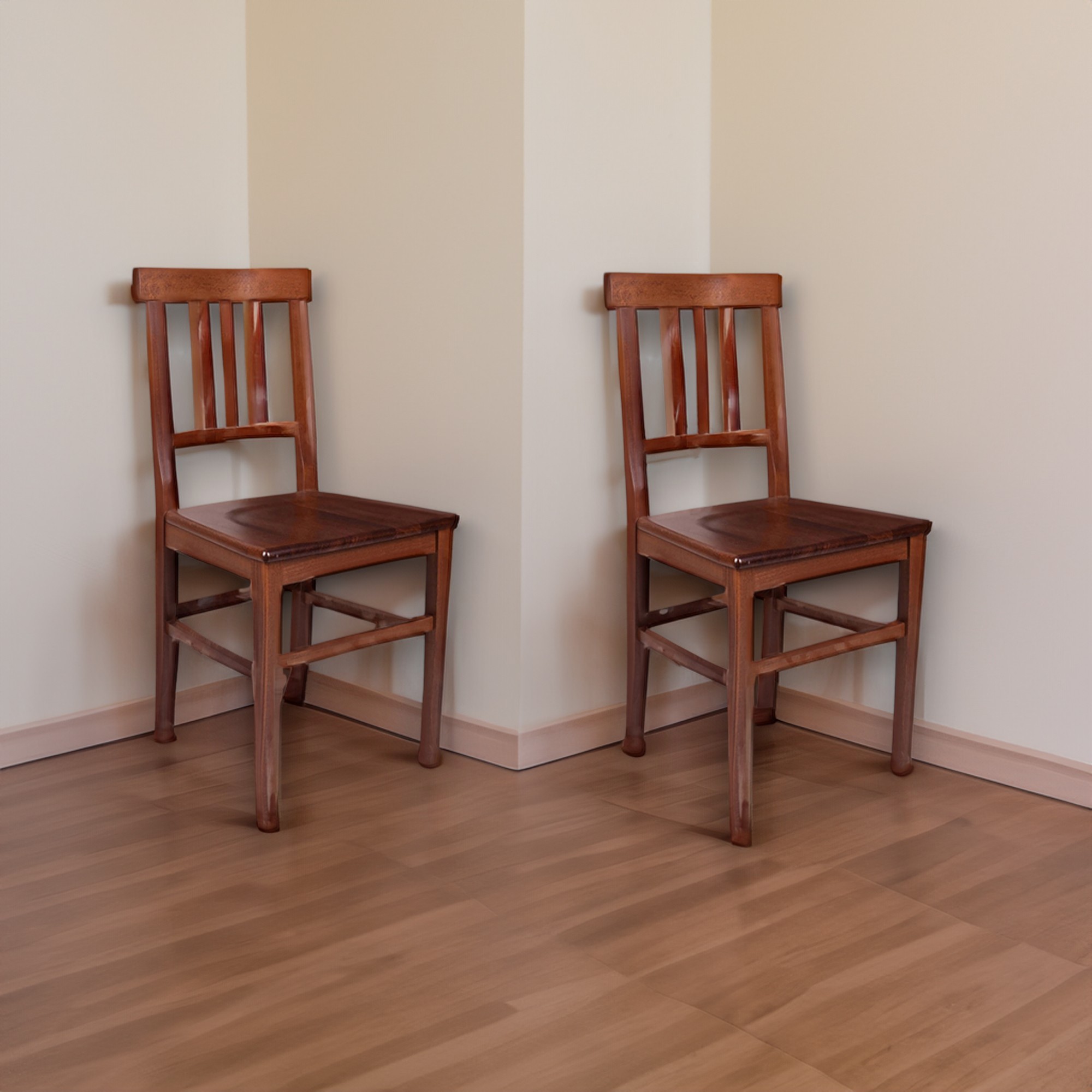 foto del prodotto set di 2 sedie da soggiorno o soulik, stile country, legno massello di faggio, cm 44x44.5h89, colore noce