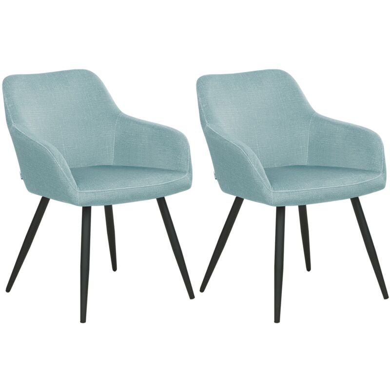 foto del prodotto set di 2 sedie imbottite in velluto azzurro con gambe in metallo casmalia