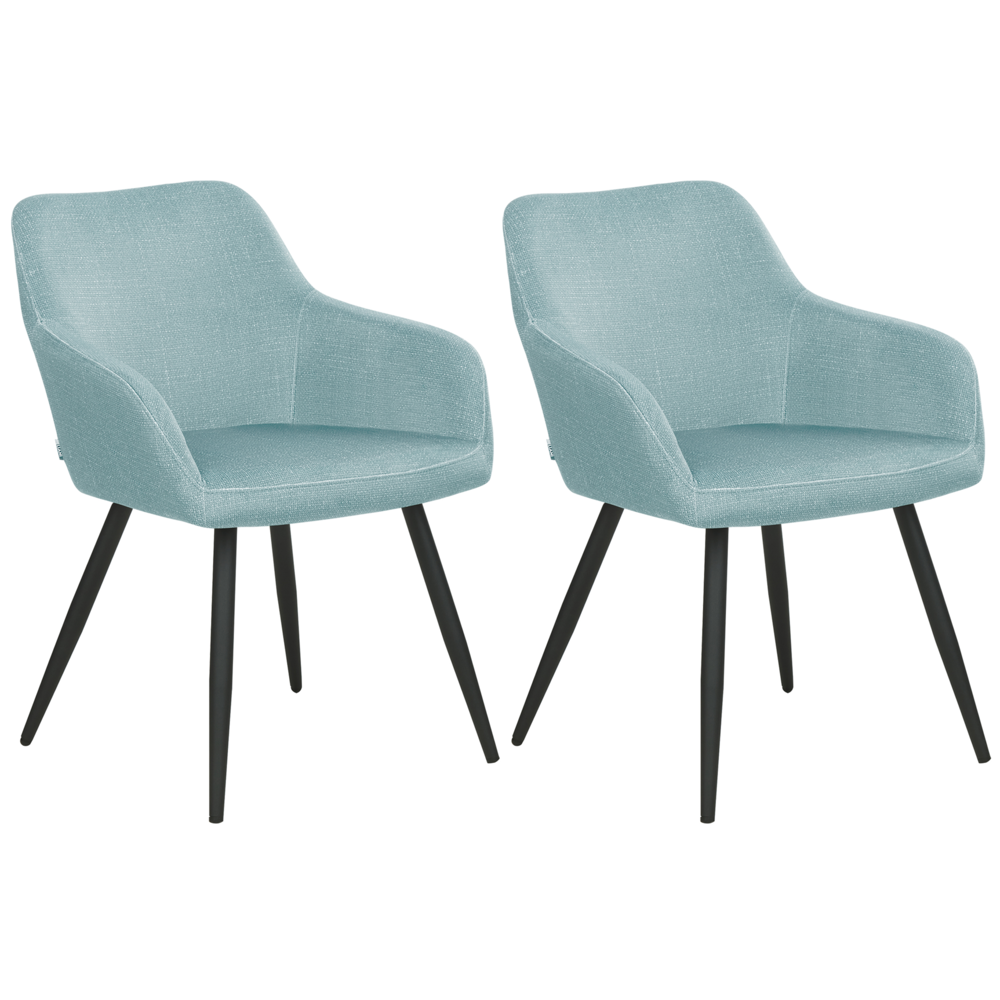 foto del prodotto set di 2 sedie imbottite in velluto azzurro con gambe in metallo soggiorno cucina
