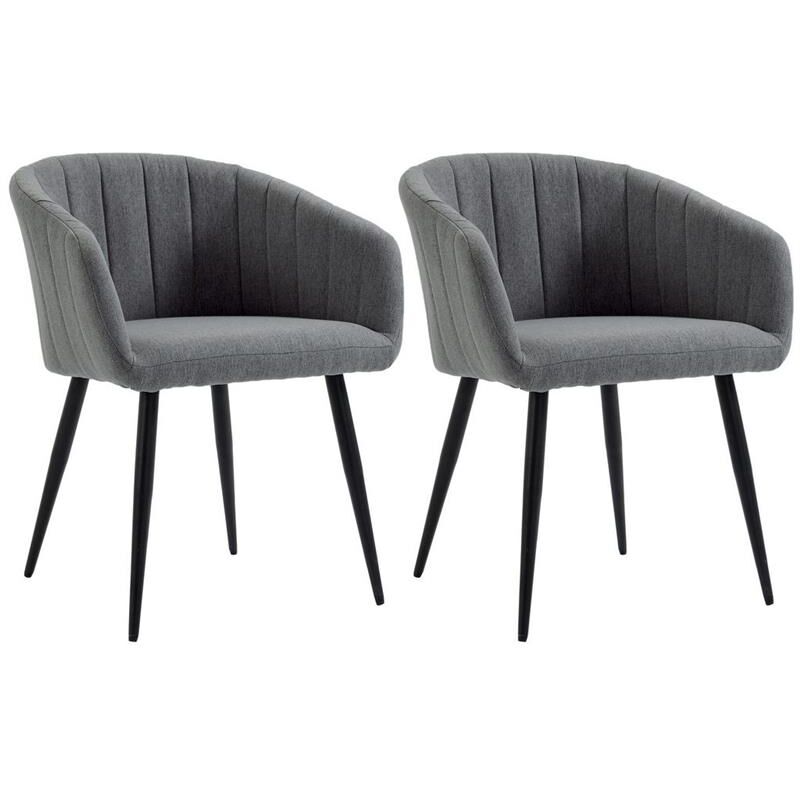 foto del prodotto set di 2 sedie imbottite moderne con rivestimento in tessuto. sedie per soggiorno e salotto con gambe grigio scuro